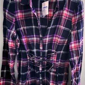 Express Plaid Shirt with Lace-Up Front Size Small